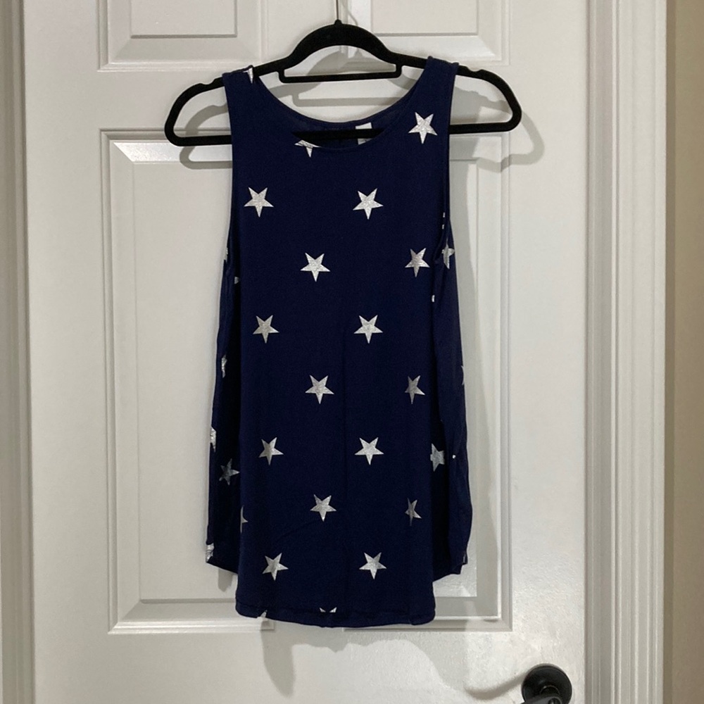 Navy oversized tank with silver stars